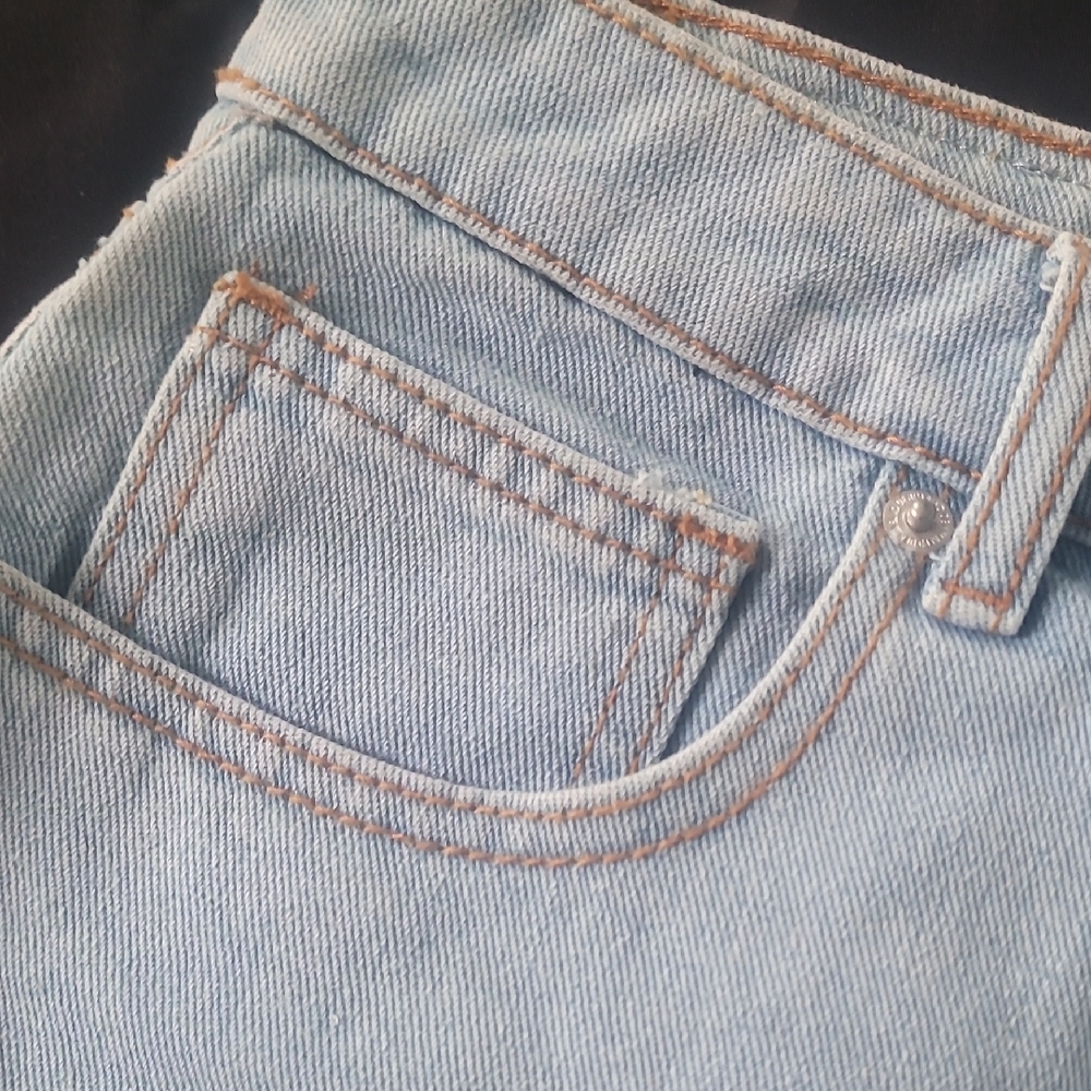 Light Blue Distressed Denim Shorts - Picture 12 of 16